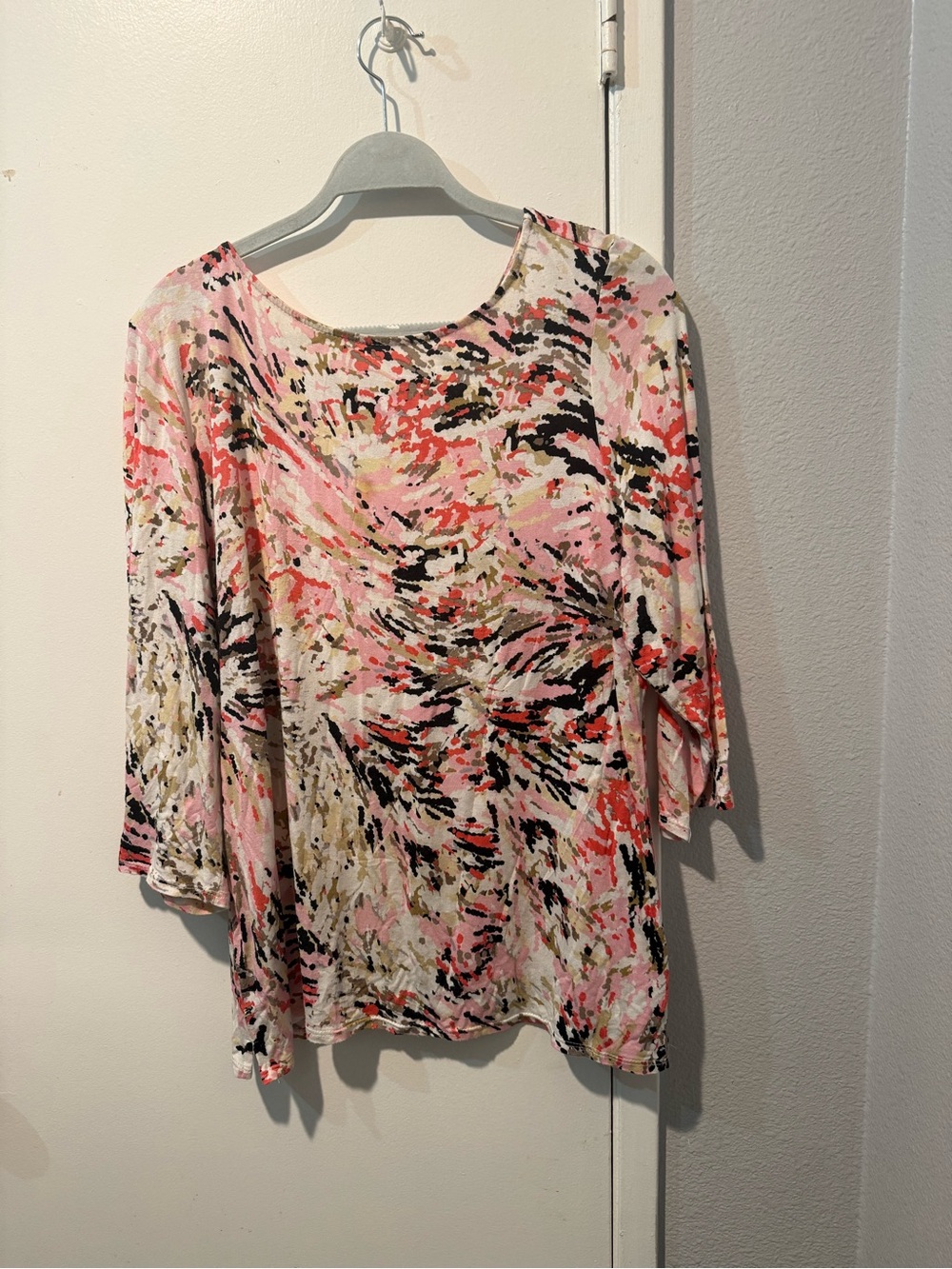 Peck & Peck Pink Multi-Color Abstract Tunic